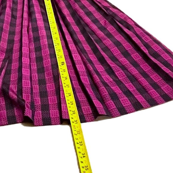 Vintage 70s midi high waist checkered midi pleated skirt - Picture 8 of 12